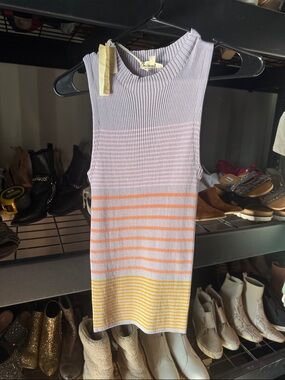 Mystree Sleevelesst Knit Mini Dress in Lavender, Orange & Yellow